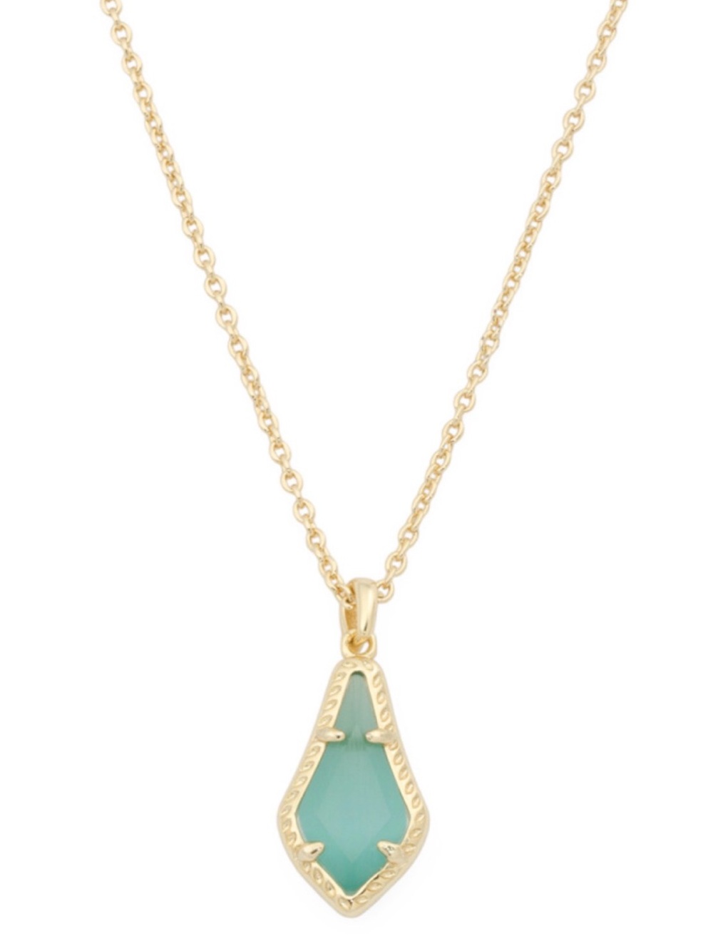 Kendra Scott Jesse Teal Cat's Eye Gold Pendant Necklace